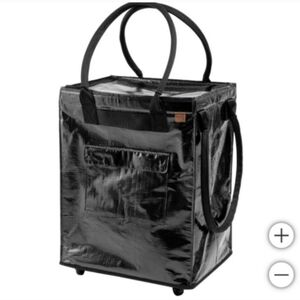 NIB CleverMade Foldable Tote Bag on Wheels - Black, New